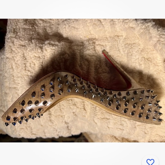 🔥CHRISTIAN LOUBOUTIN ✨Gold Lame✨& Silver Spiked📌 Follies Heels 👠 [SZ41] $1295 - Picture 7 of 15